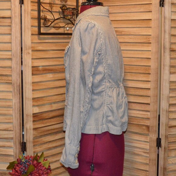 Gap Limited Edition M Blue White Conductor Stripe L/S Jacket - Picture 2 of 9